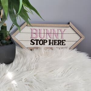 Ashland Bunny Stop Here Easter Spring Decor Plaque